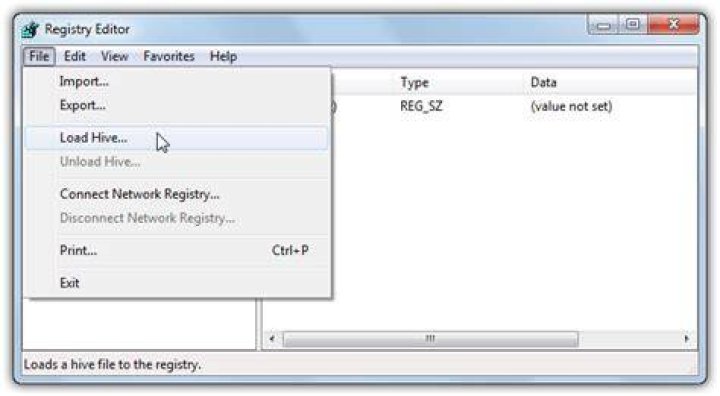 Registry Editor - Load Hive grayed out