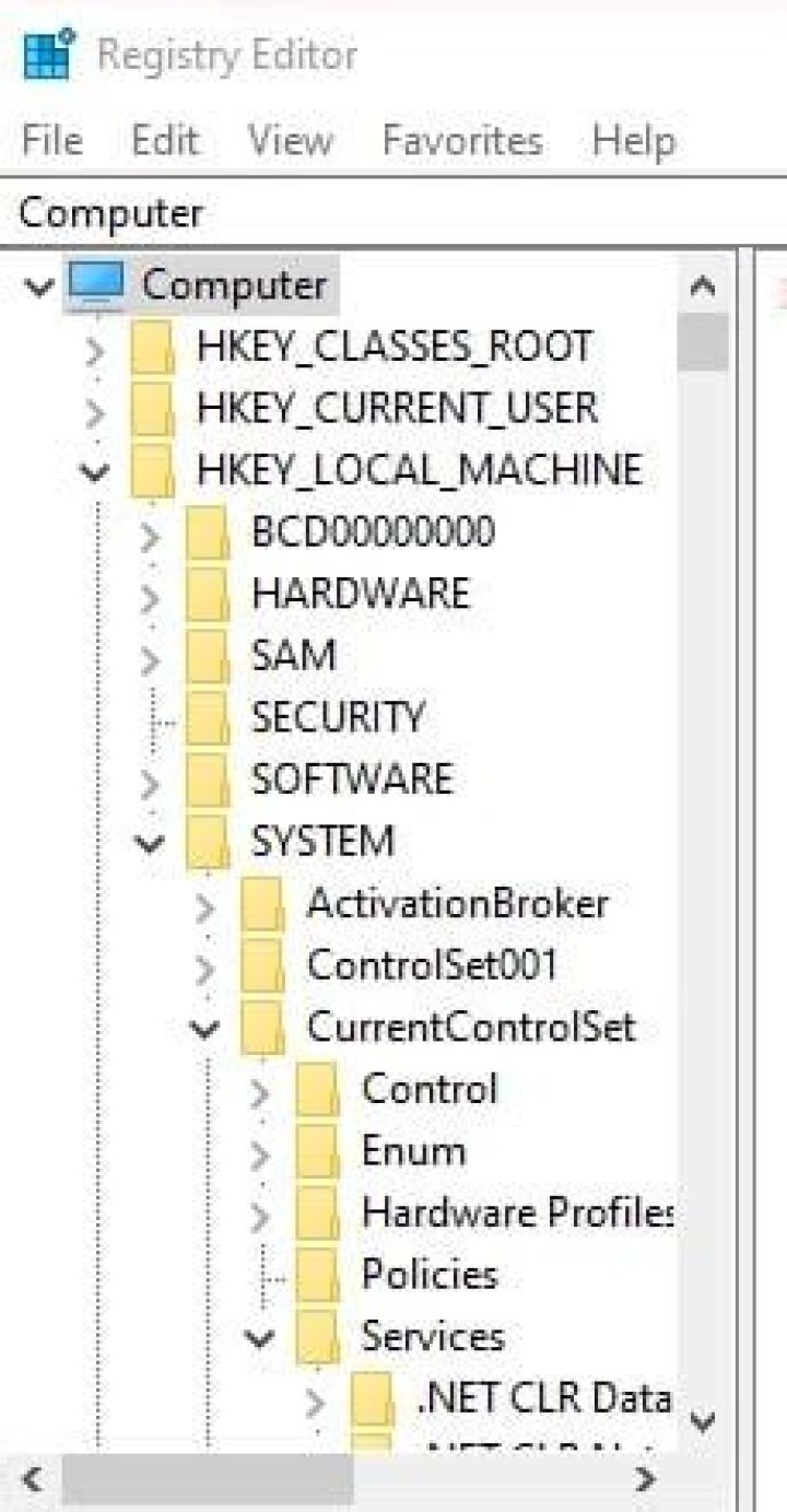 Registry Editor - Select HKEY_LOCAL_MACHINE key