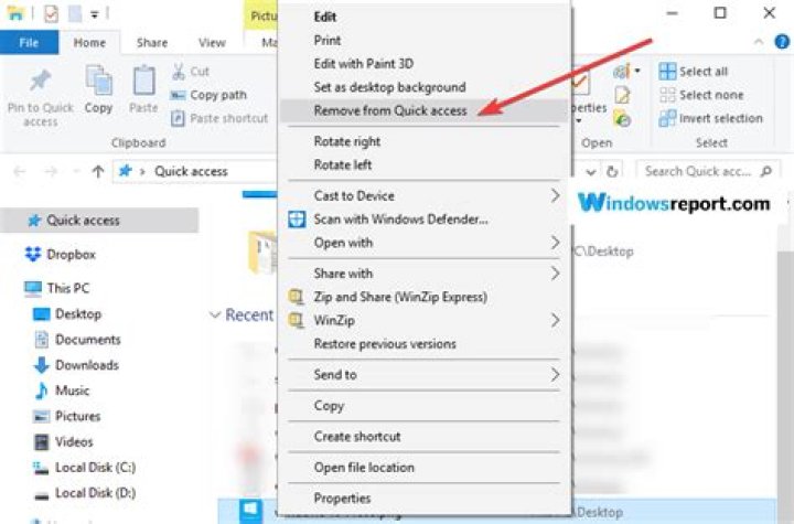 Remove from quick access