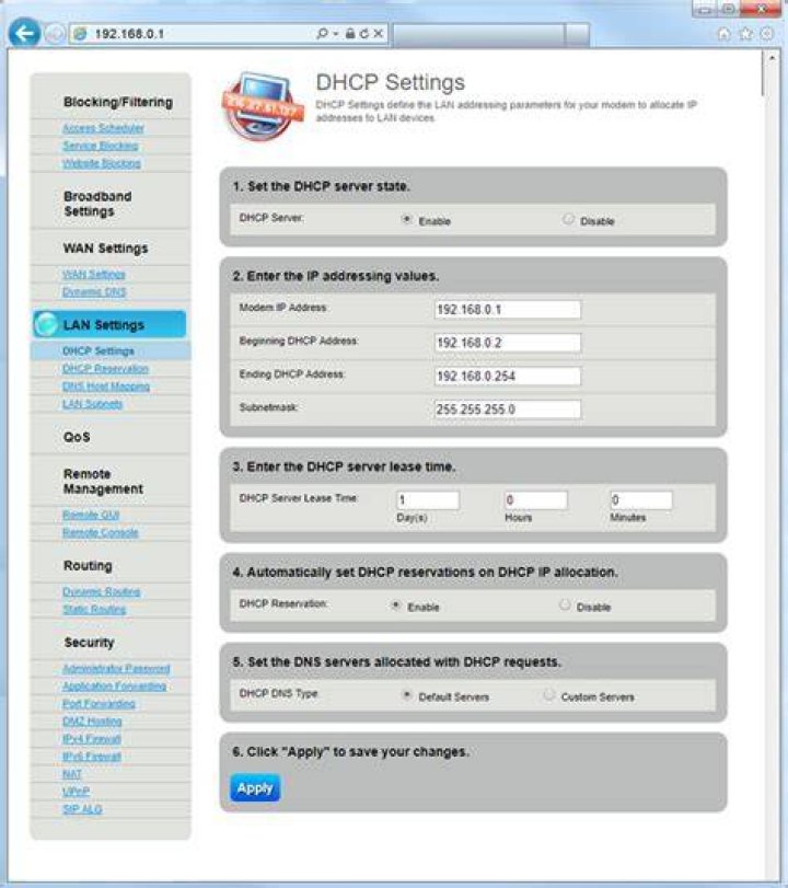 Router DHCP WAN Settings