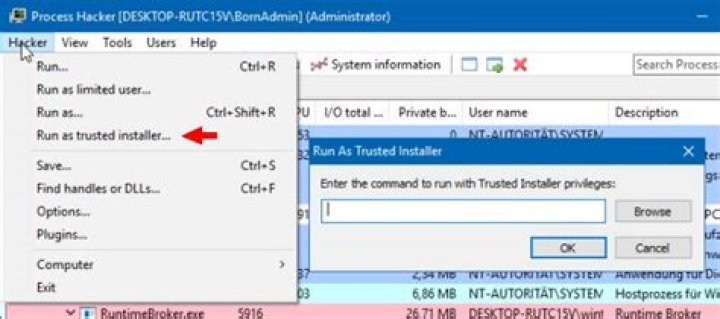 Run as trusted installer