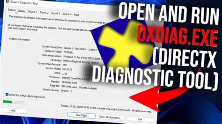 run dxdiag directx diagnostics