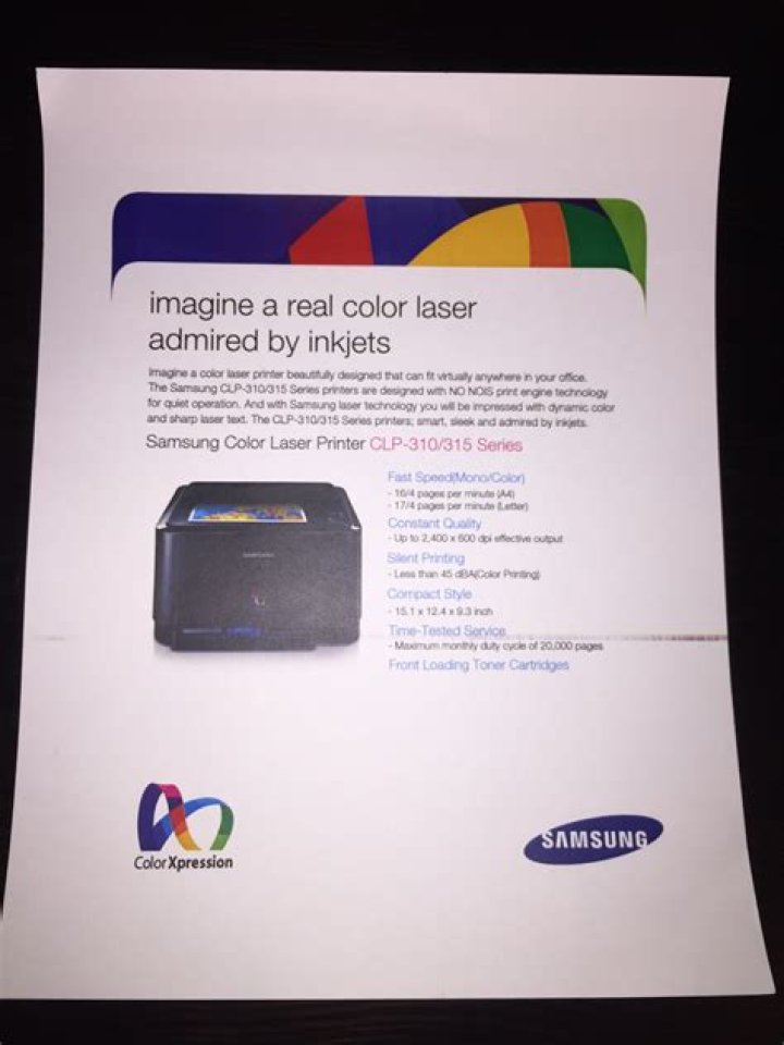 Samsung CLP-315 color laser printer makes horizontal smear