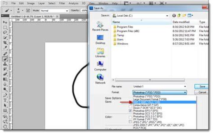 Saving an image as bmp file in Photoshop CS on Mac