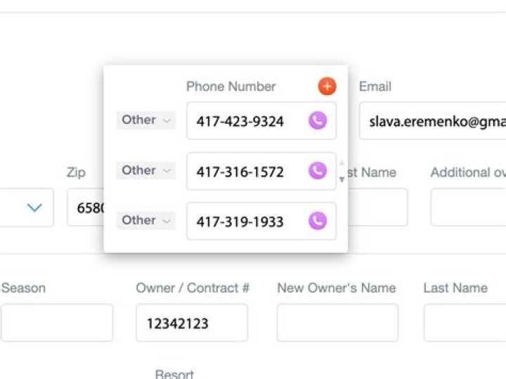 screen shot of multiple addresses on contact card