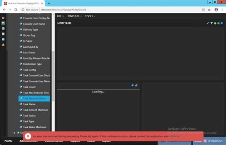 Screenshot of above error