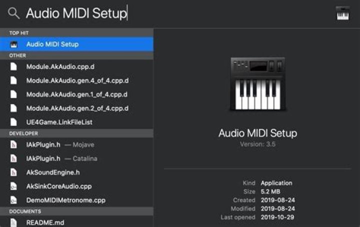 Screenshot of Audio MIDI Setup