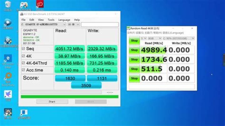 Screenshot of disk benchmark showing 3.26 GB/s sequential read speed from a PCIe SSD
