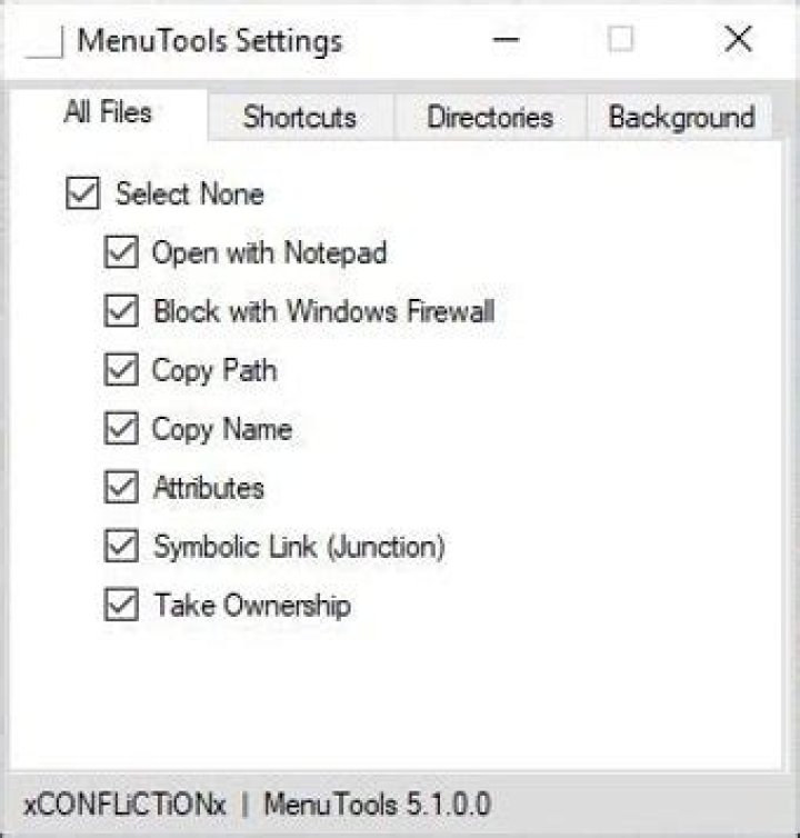 Screenshot of MenuTools
