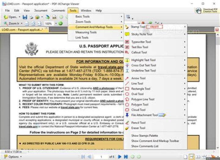 Screenshot of PDF-XChange Viewer under Wine