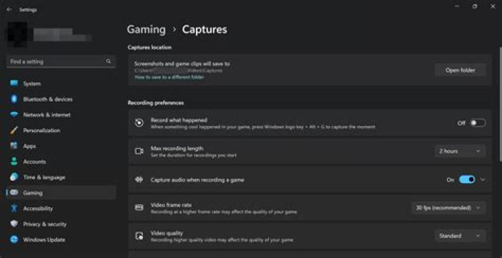 screenshot of settings