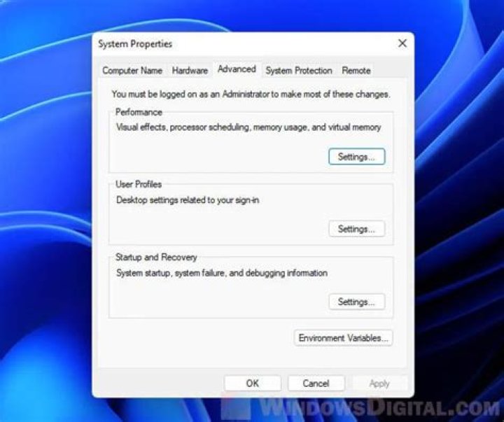 Screenshot of the System Properties window, with tab Hardware highlighted (where the button for starting Device Manager is).