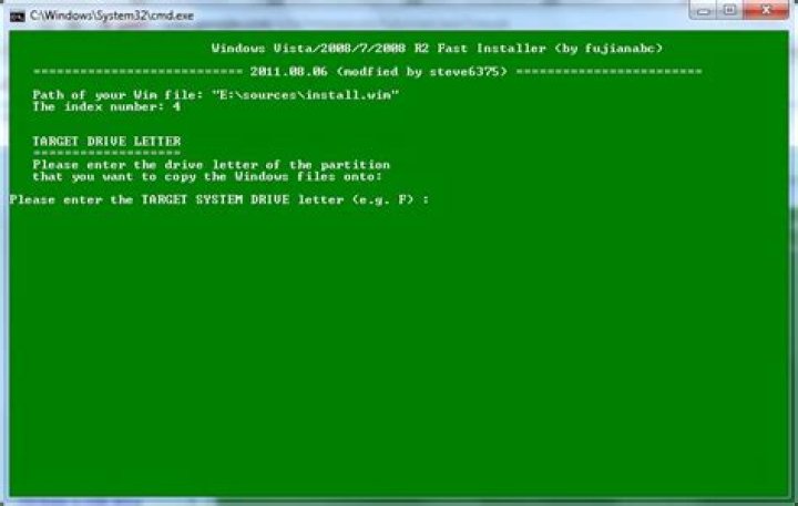 selceting the target to install to HDD