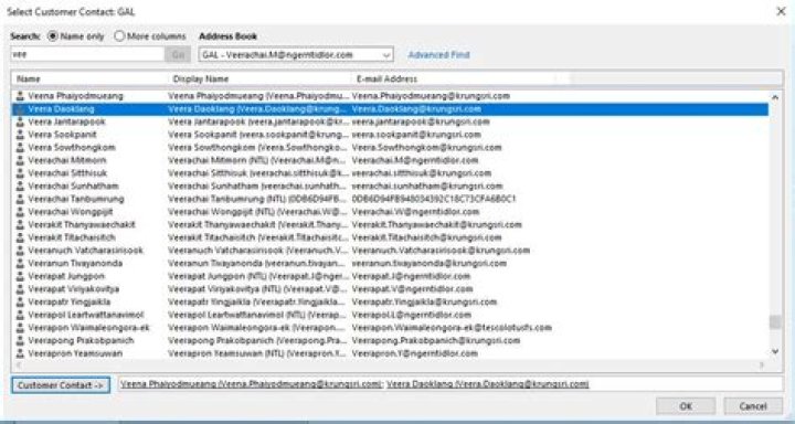 Select Names dialog