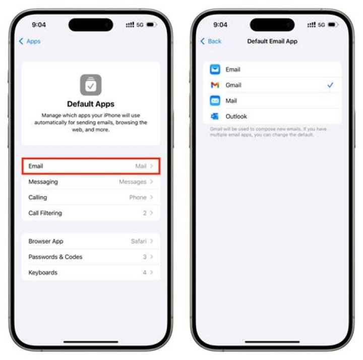 Selecting default app