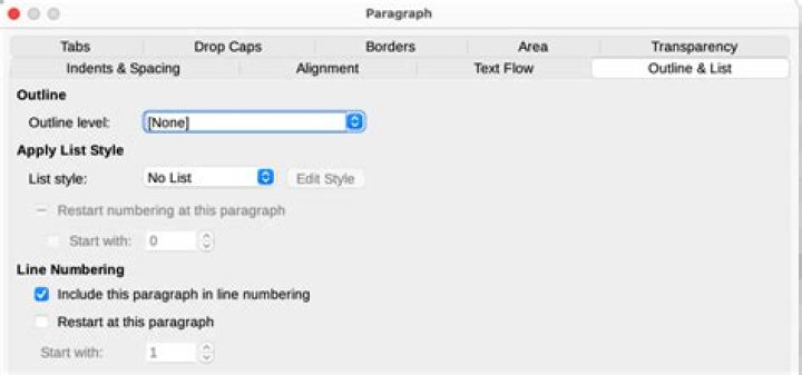 Selecting outline level