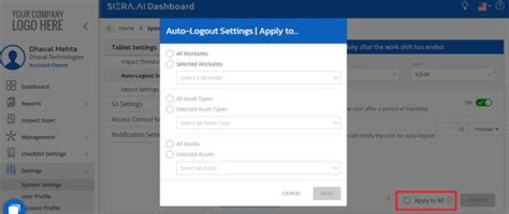 Set auto logout options