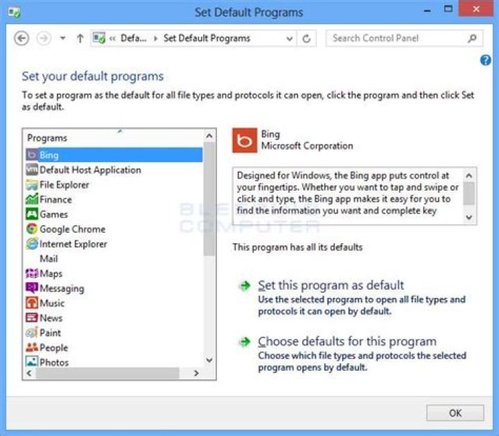 Set Default Programs