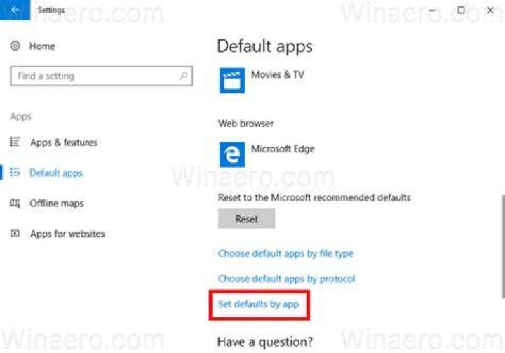 Set Defaults by app