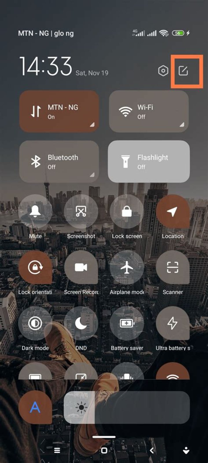 Settings menu