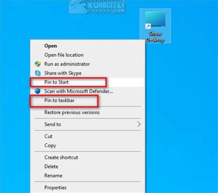 Show desktop shortcut