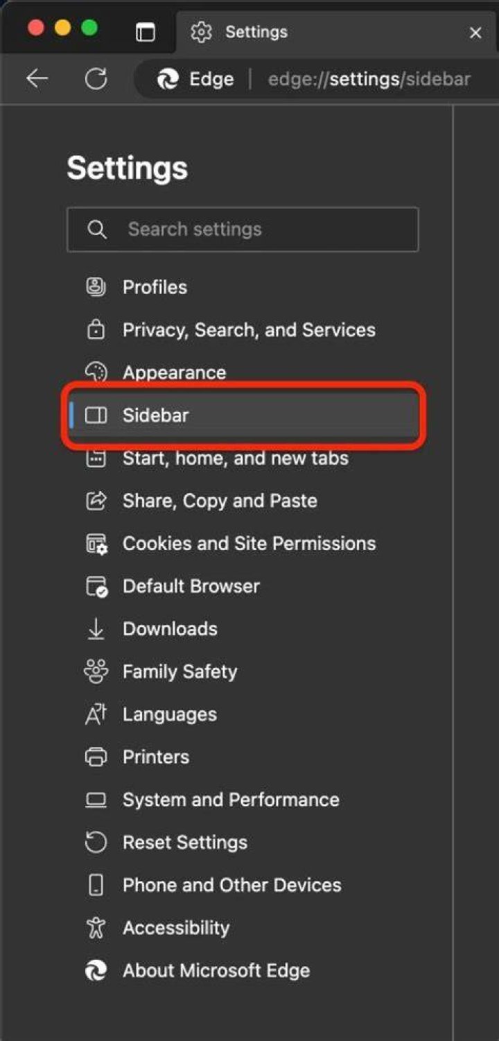 Sidebar on the right