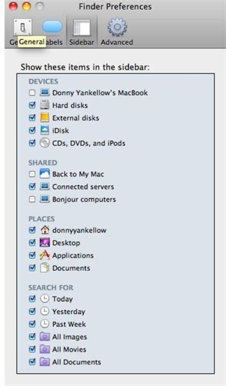 Sidebar prefs