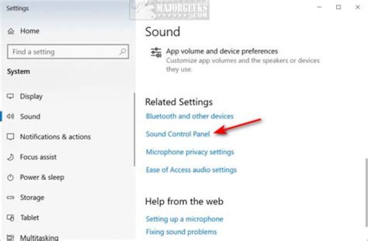 Sound control panel