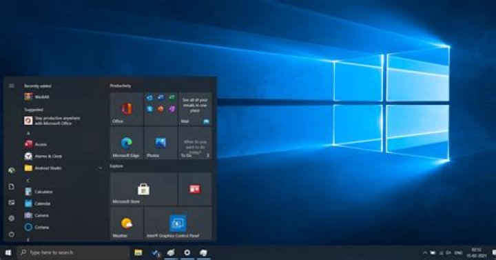 start menu screenshot