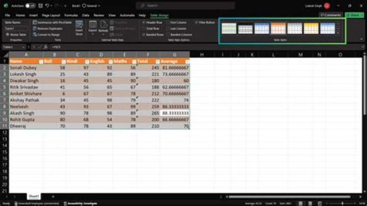 Table Styles as shown on the Microsoft site