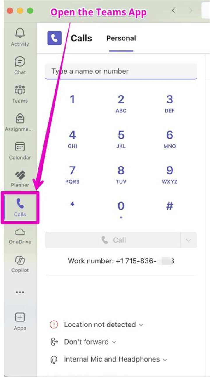 Teams menu while calling