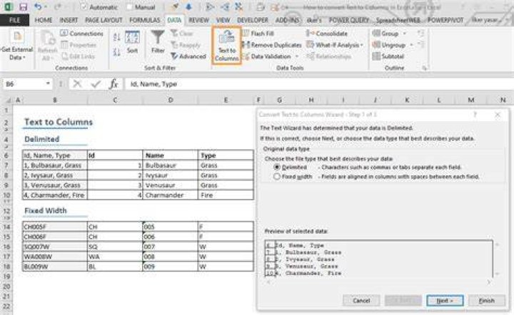 text to columns