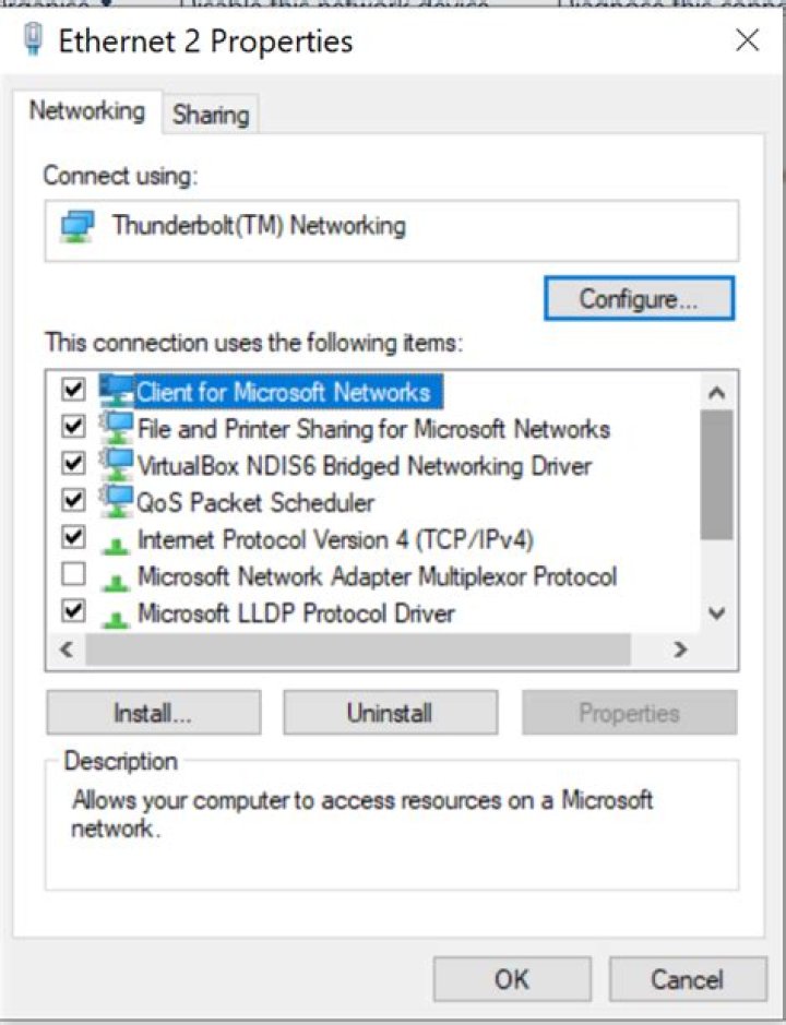 Thunderbolt bridge connection between mac and pc slow in one direction