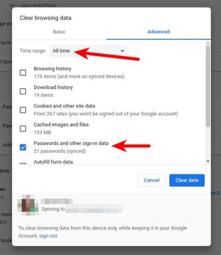 Tick the Passwords box then "Clear data"