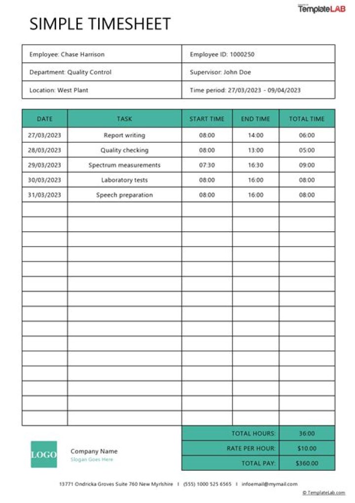 Timesheet sample