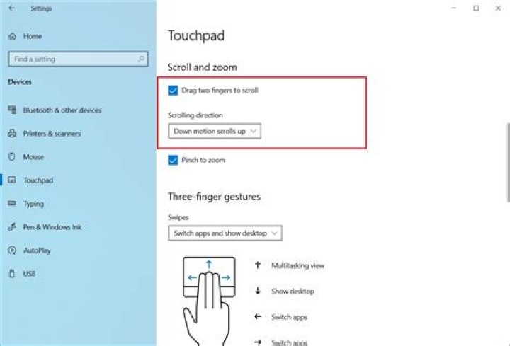 Touchpad setting screenshot