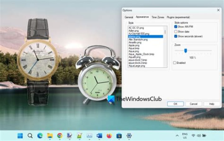 Two Windows 7 desktop clock gadgets