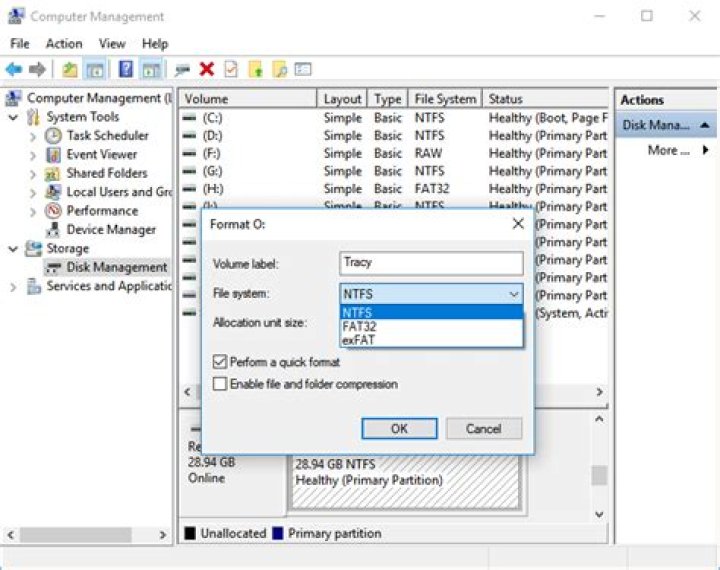 Unable to format drive to NTFS