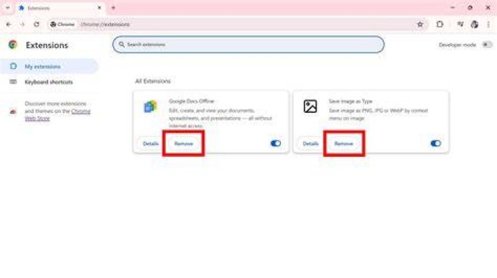 Unable to remove the extension from Google Chrome