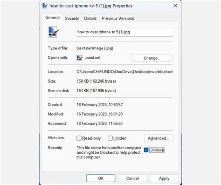 unblock file