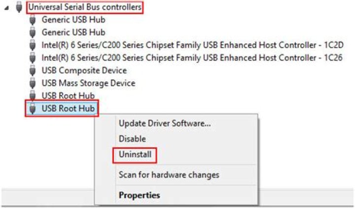 uninstall root hubs