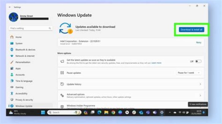 Update Settings window