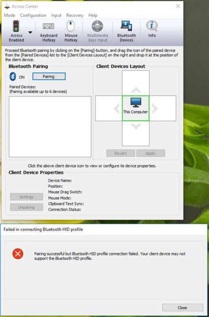 Using a Windows computer as a Bluetooth input device for another computer/device