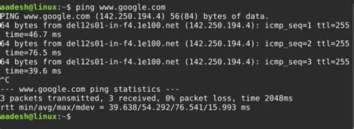 Using ping google.com to test connection