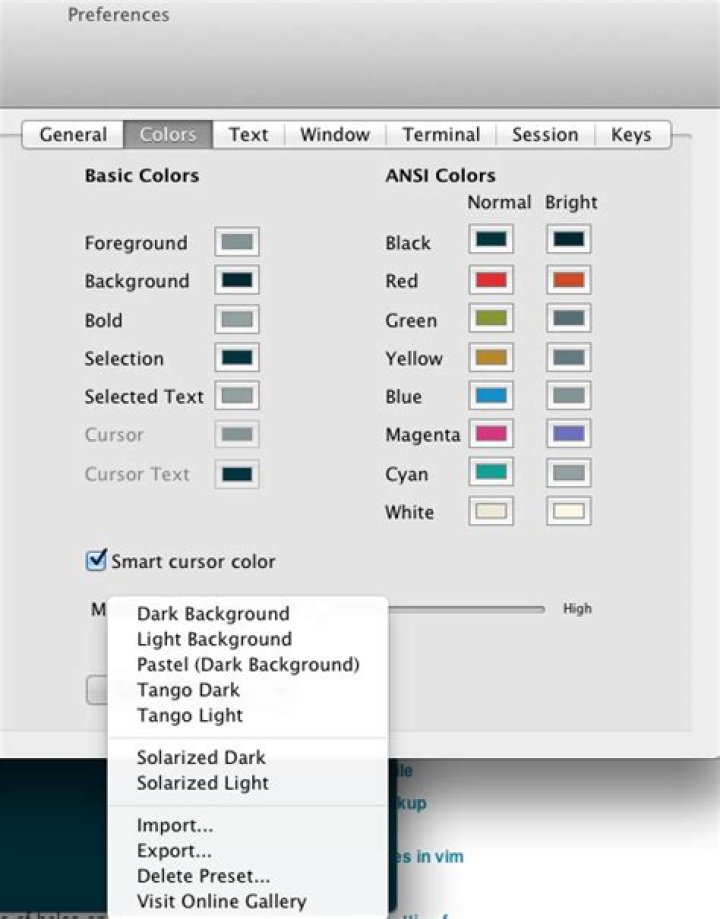 Vim Solarized dark theme looks weird on iTerm2