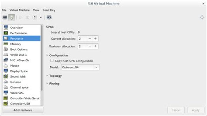 virt-manager CPU setting Copy host CPU configuration