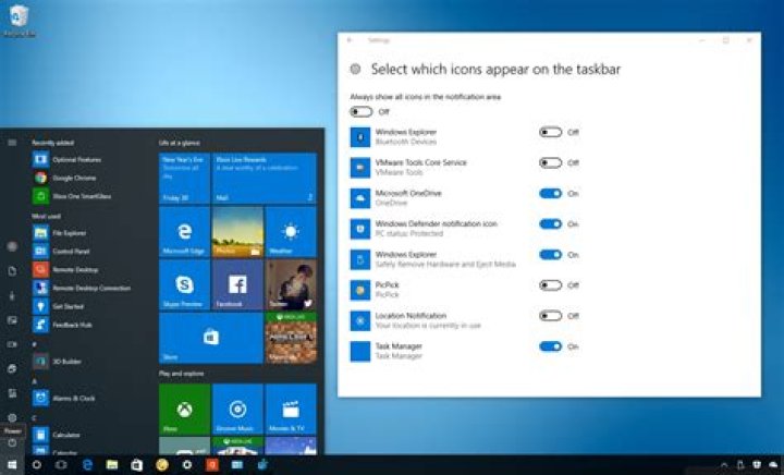 visible taskbar icons on main display