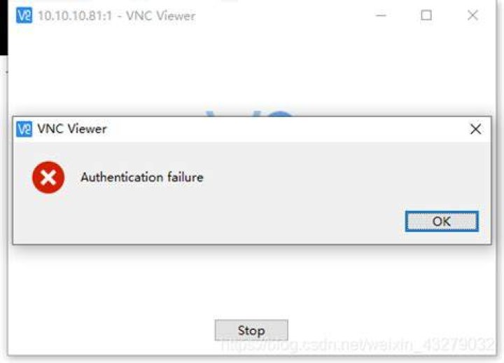 VNC authentication failure