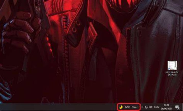 Weather icon on the taskbar1