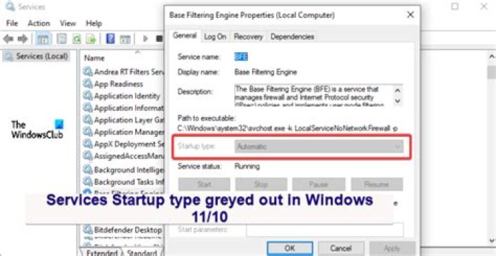 What does "delayed start" do in startup type for a Windows service?